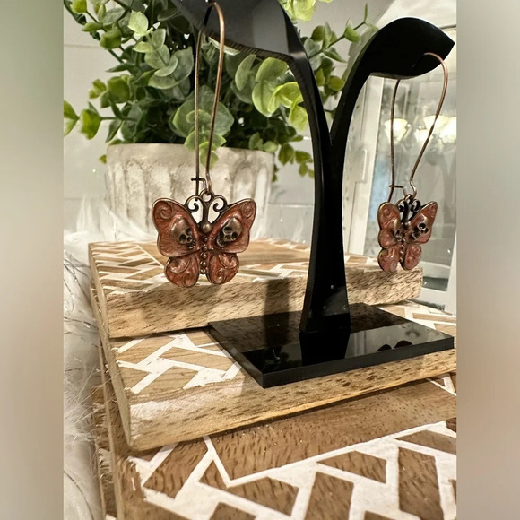 Boho Butterfly Skulls Earrings - Picture 5 of 6